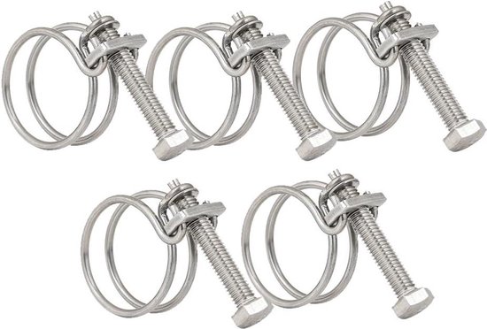10 stuks dubbele draad slangklemmen verstelbare dubbele draad waterslang barklem buis clip hoepel sanitaire bevestiging (16 mm (13-16