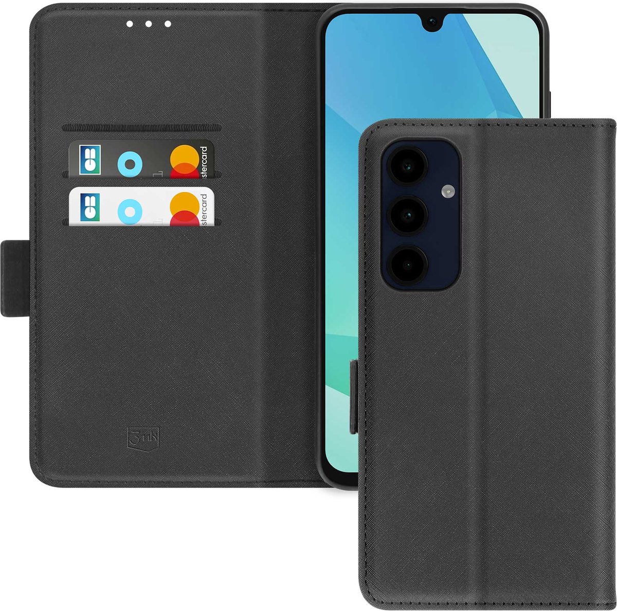 3mk, Hoesje Geschikt voor Samsung Galaxy A16 Clapet kaarthouder en videohouder, Zwart