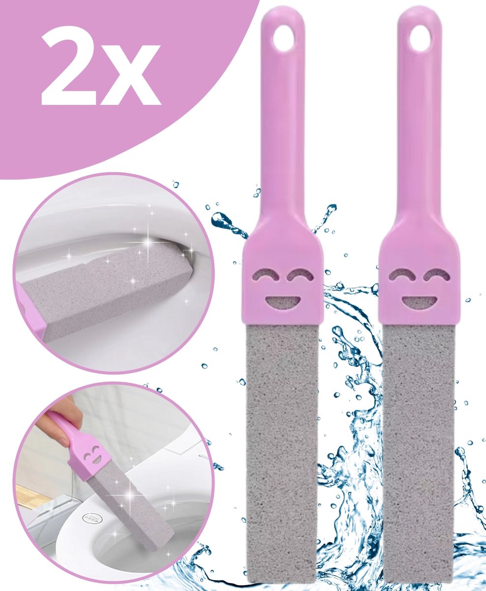 Boncy® Puimsteen voor wc - 2 Stuks Smiley WC-borstel Set - Schoonmaak Toilet - Roze Poetssteen met handvat - Cleaningblock Cleaning block - Urinesteen verwijderaar voor urinoir