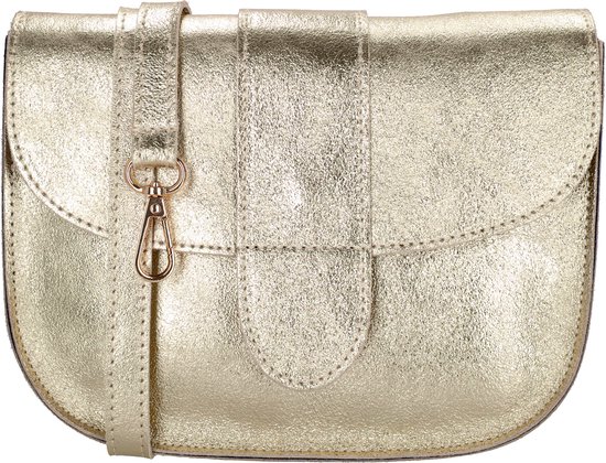 Charm London Anna Schoudertas - Crossbody - Leer - Metallic - Afneembare/Verstelbare Schouderband - Goud - 100% Leer