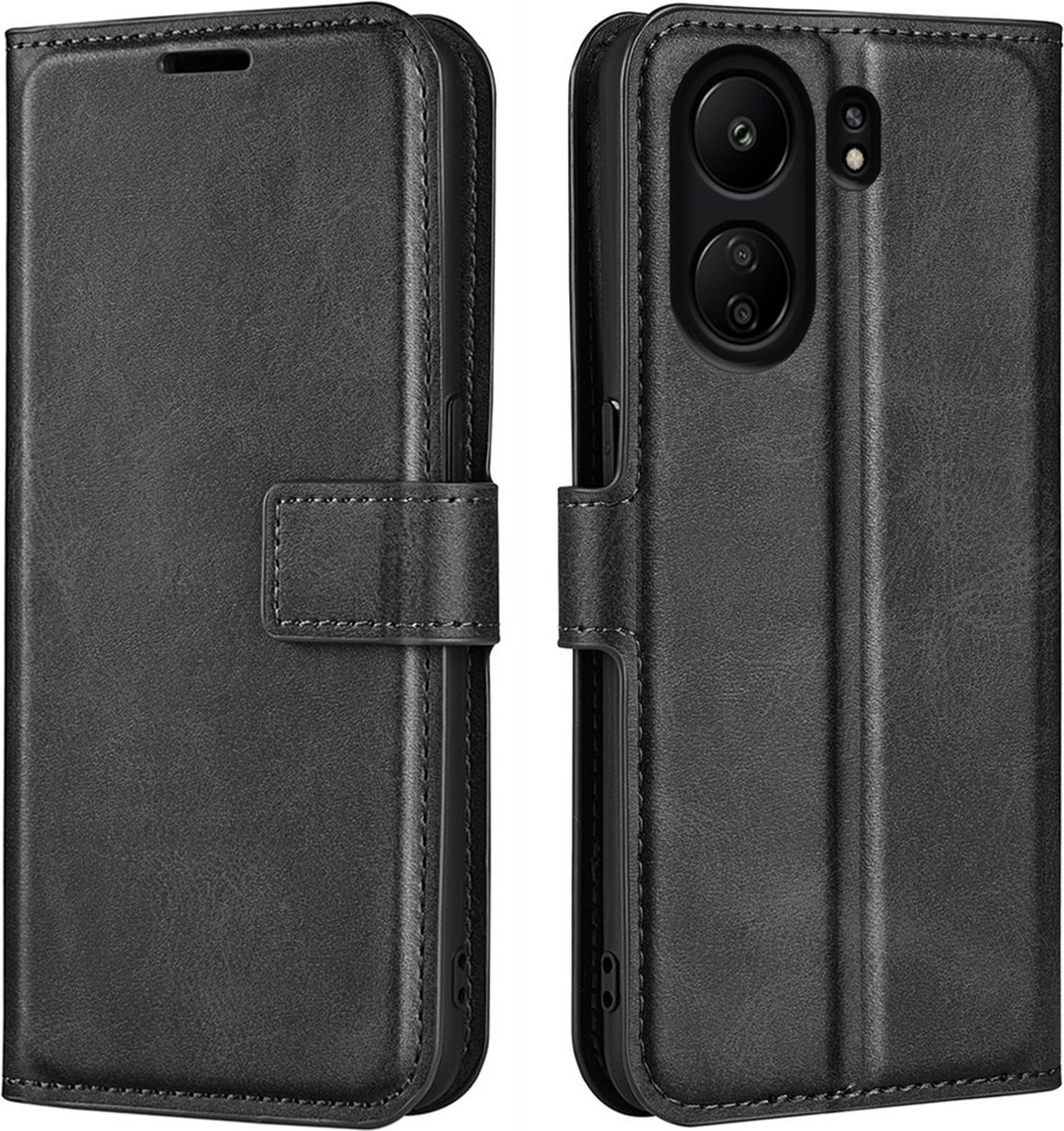 Coverup Hoesje - Geschikt voor Xiaomi Redmi 13C / Poco C65 Hoesje - Coverup Deluxe Book Case - Zwart