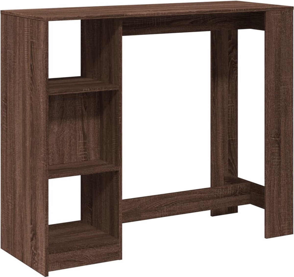 vidaXL Bartafel - met - schap - 124x46x103,5 - cm - bewerkt - hout - bruin - eiken Bruin eikenkleur