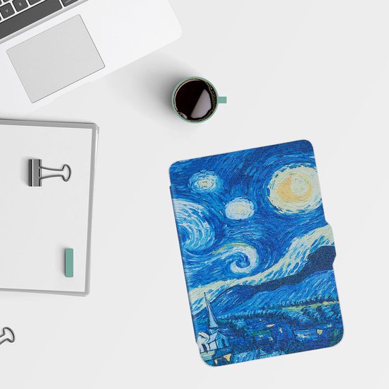 Lunso Geschikt voor Kobo Clara HD hoes (6 inch) - sleepcover - Van Gogh Sterrennacht van Merkloos — afbeelding 2