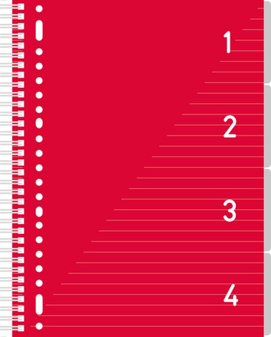 Foto: Kangaro schrijfblok 4 in 1 blok a4 gelinieerd 200 pagina s 80 grams rood k 58380