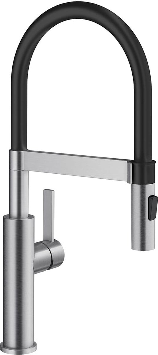 Wastafelkraan met flexibele arm en sproeikop, geborsteld rvs