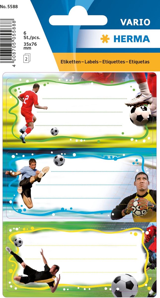 HERMA 5588 Stickers VARIO Schooletiketten voetbal, glitters