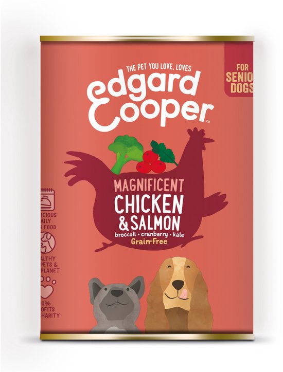 Edgard & Cooper Kip & Zalm Blik - Voor senior honden - Hondenvoer - 400g