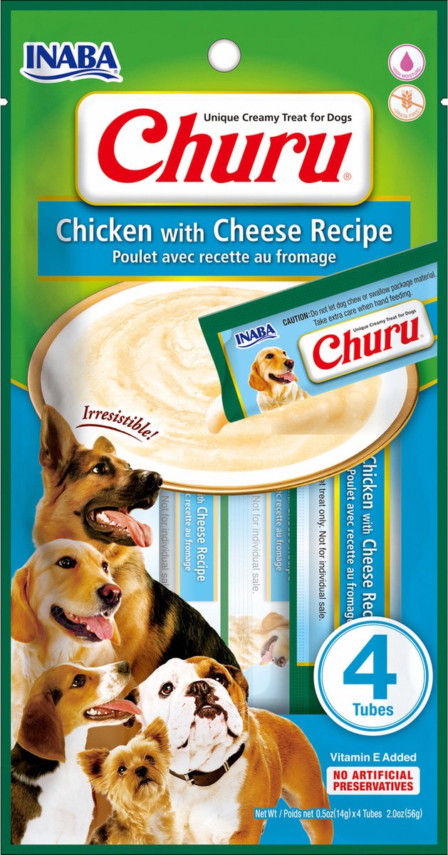 Inaba Churu Dog Chicken With Cheese Recipe - Hondensnacks - 4x14 g