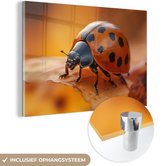 MuchoWow® Peinture sur verre 120x80 cm - Peinture sur verre acrylique - Coccinelle - Automne - Insecte - Rouge - Feuilles - Photo sur verre - Décoration murale salon - Décoration murale chambre - Peintures