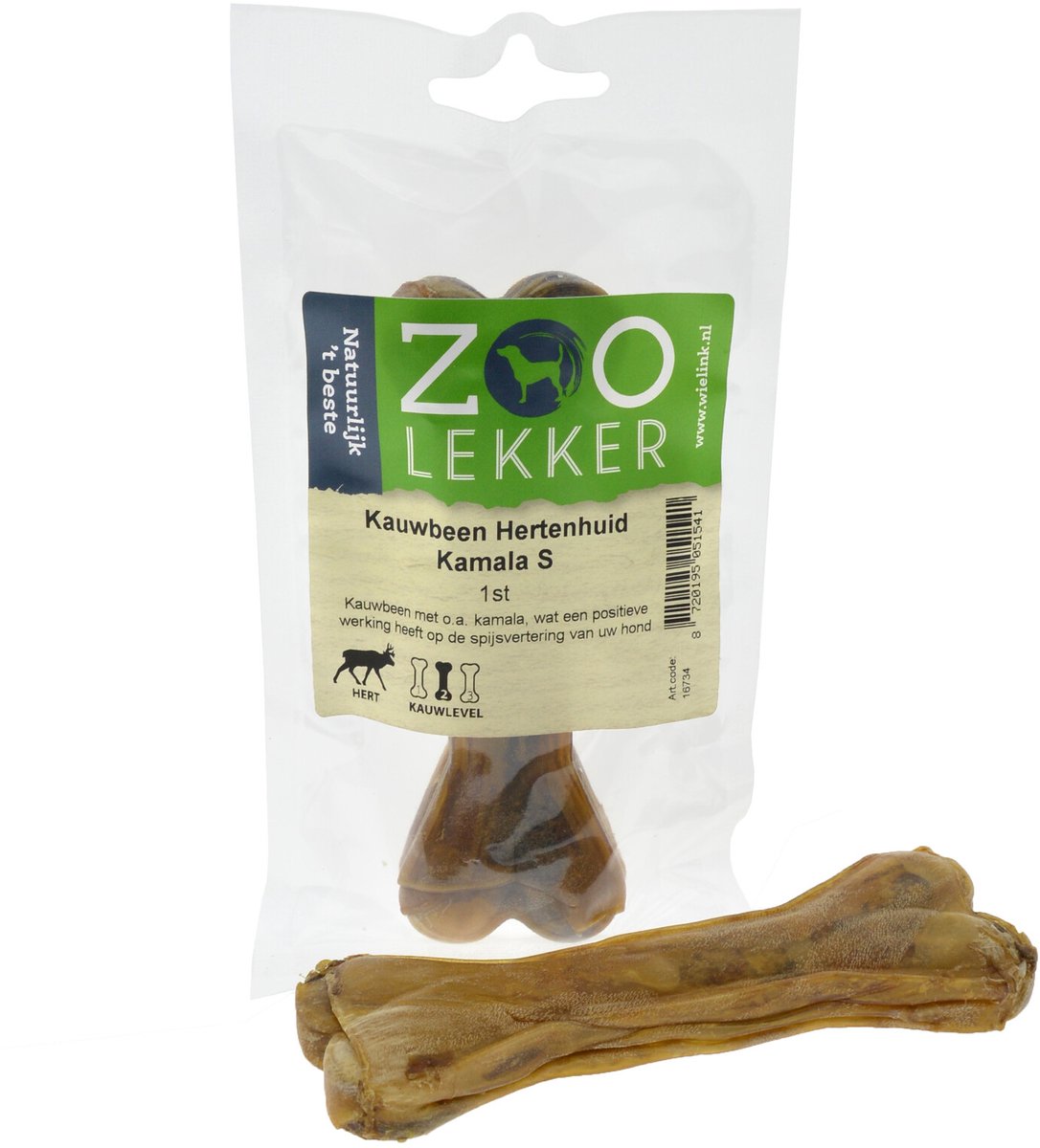 Zoolekker Kauwbeen - hondensnack - Hertenhuid Kamala Small