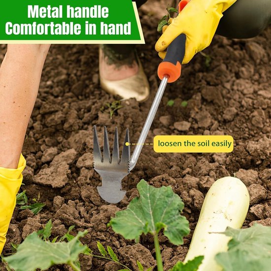 Outil de jardinage pour désherbage manuel - Acier au manganèse de qualité supérieure - Manche de jardinage - 35 cm - Noir