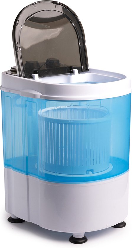 Nexxt Mini Wasmachine met Centrifuge en Bovenlader - Tot 3KG Wasgoed – Snelprogramma: 15 Minuten – Energiezuinig – Handig voor de Camping – Wit/ Blauw
