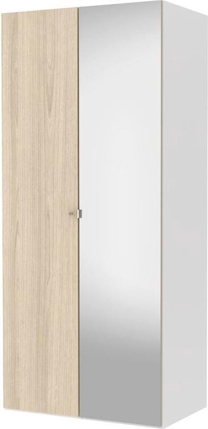 Saskia kledingkast A 1 spiegeldeur + 1 deur eiken decor en wit.