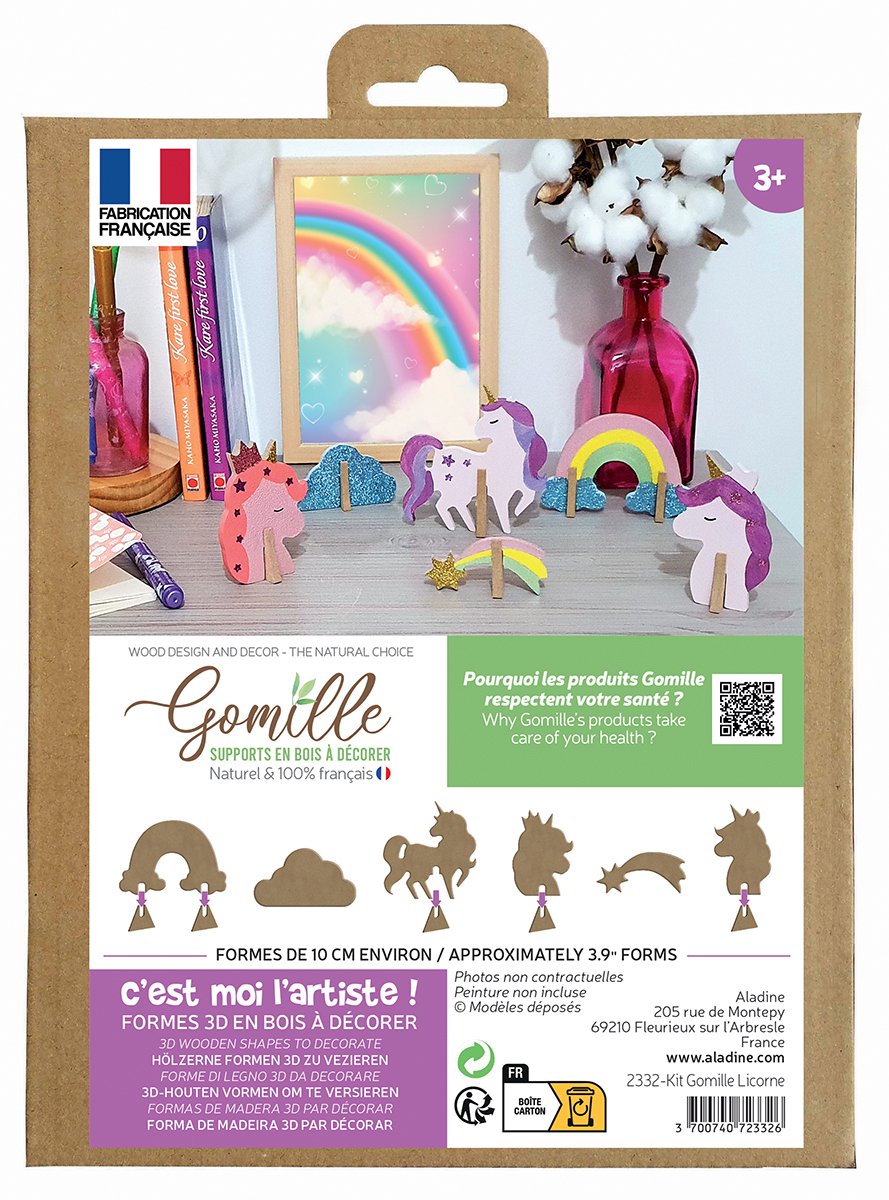 Gomille MDF figuren set unicorn knutselpakket decoratie.