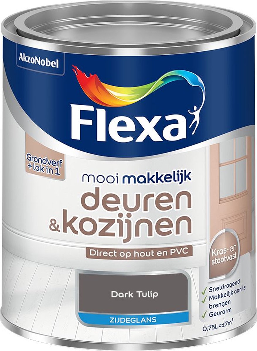 Flexa - Mooi Makkelijk Deuren & Kozijnen Zijdeglans - Dark Tulip - Mengverf - 0.75 L