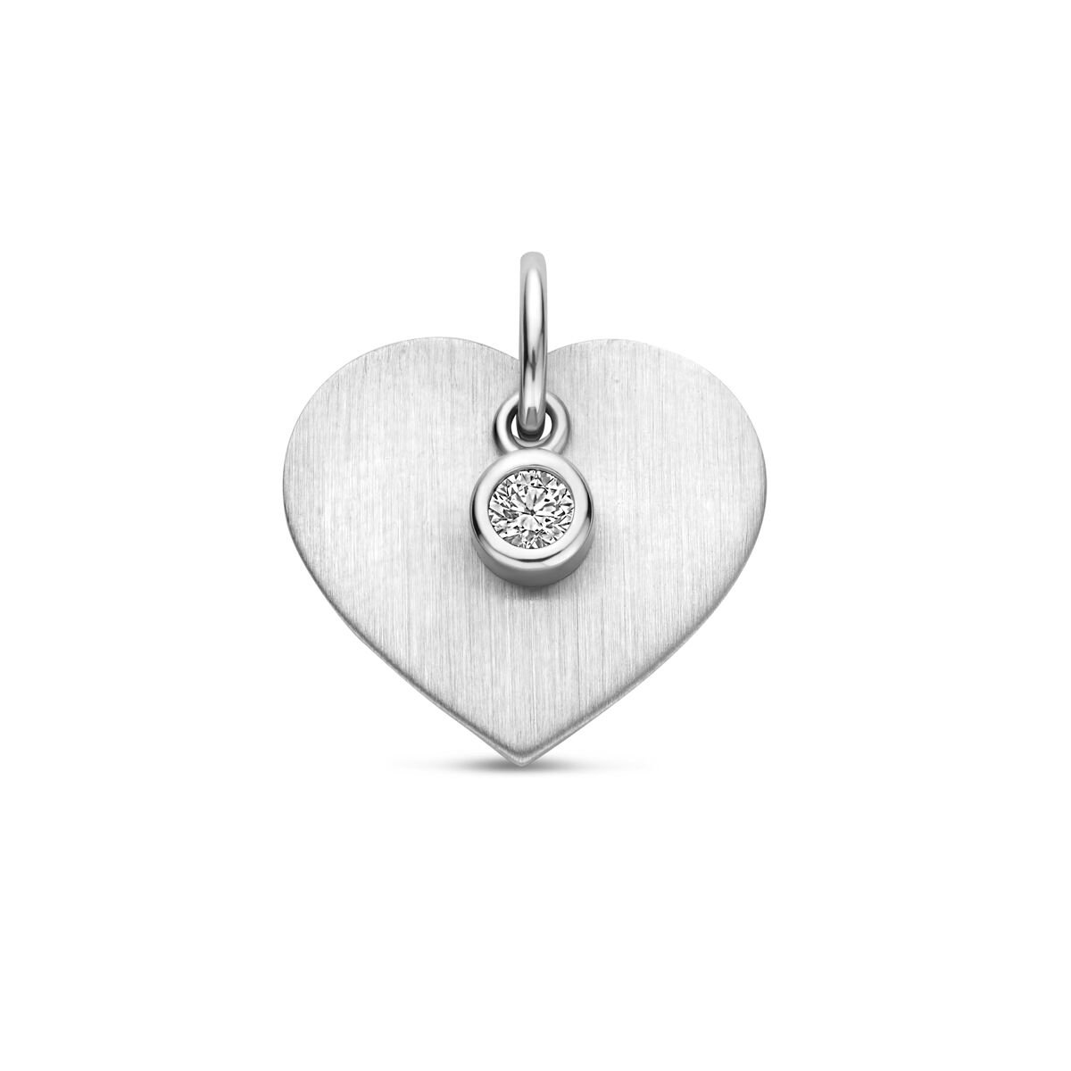 zilver gerhodineerd graveerhanger hartje poli/mat zirkonia 13 mm 1340475
