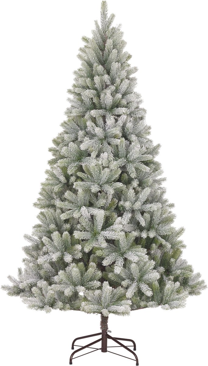 Frosted groene kunstkerstboom van Black Box Trees - H180 x Ø108 cm met realistische uitstraling.