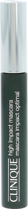 Gesloten Clinique High Impact Mascara met donkergroene huls en zilveren dop.