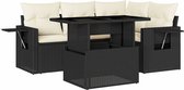vidaXL-5-delige-Loungeset-met-kussens-poly-rattan-zwart