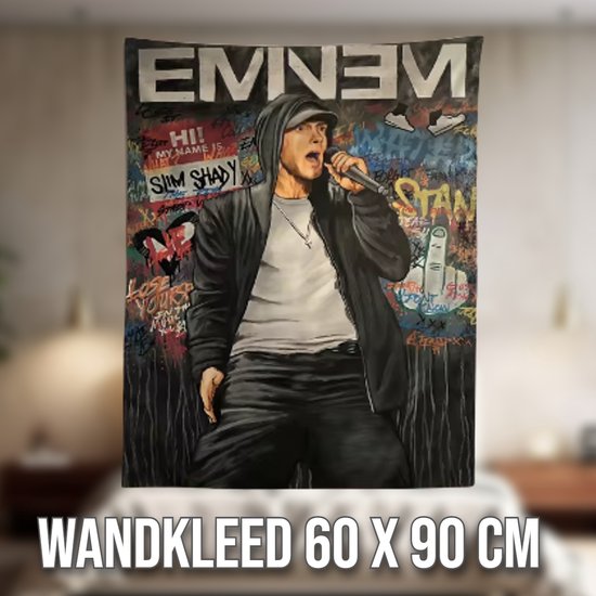 Allernieuwste.nl® Wandkleed Rapper Eminem - Hiphop Rap Artiest - Slim Shady - Kleur - 60 x 90 cm