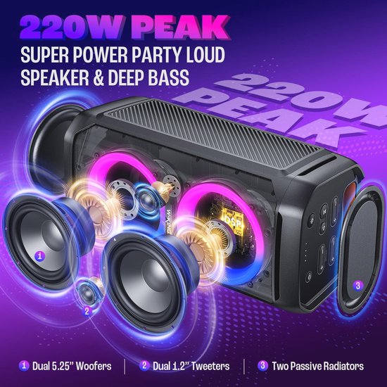 computerluidsprekers, Compacte Computerluidspreker met Subwoofer, Desktop-multimedialuidspreker, Diepe Bas 2.1-kanaals, met Blauw Omgevingslicht, voor Huwelijksfeesten (BLACK
