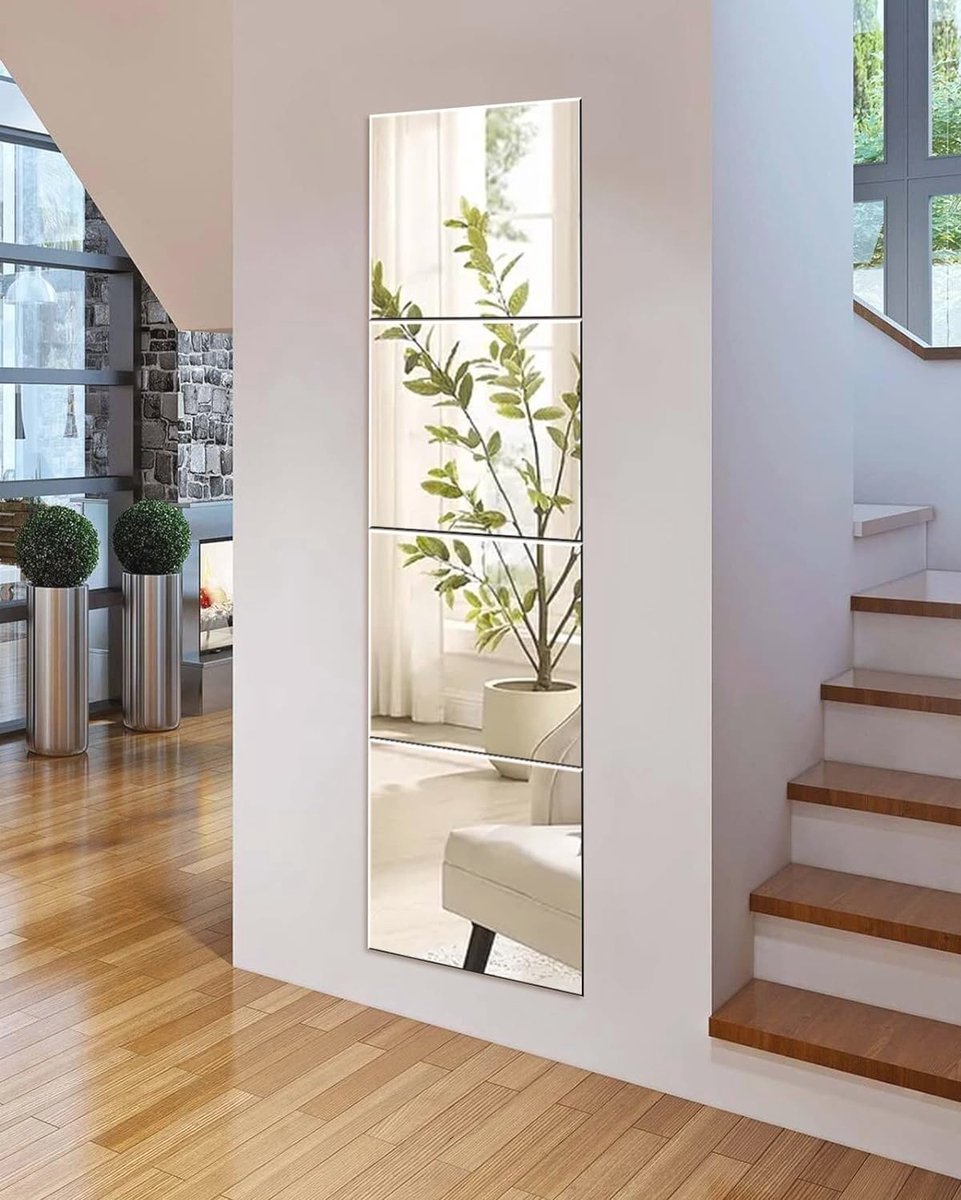 Lange Wandspiegel van Glas - Zelfklevende Spiegeltegels voor Interieurdecoratie