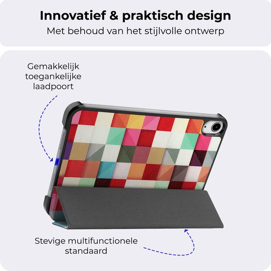 Étui adapté pour iPad Mini 7 Case Book Case Case à trois volets avec protecteur d'écran - Étui adapté pour iPad Mini 2024 Case Bookcase - Blocs