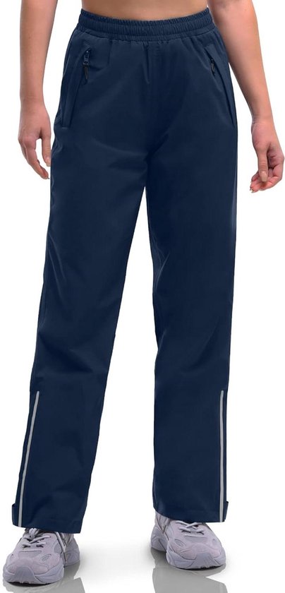 Waterdichte ademende regenbroek voor dames - Wandelen Fietsen Outdoor - Donkerblauw XL Kort
