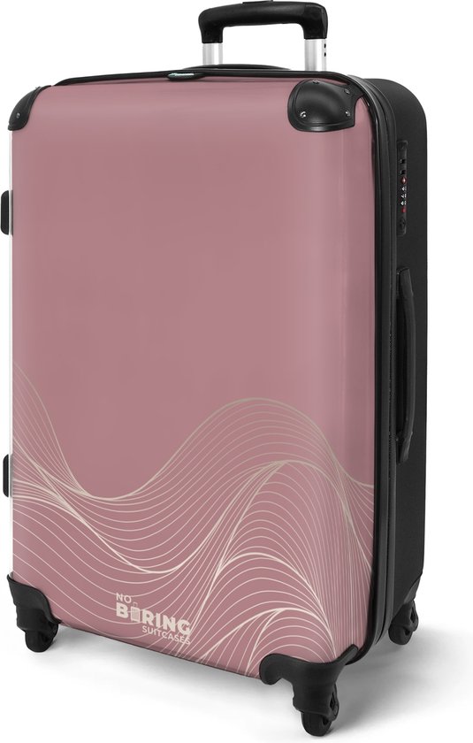 NoBoringSuitcases.com® - Grande valise Rose avec lignes ondulées abstraites - Bagage - Valise de voyage - Valise chariot - Valises 67cm