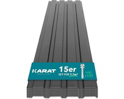 FLOORDIREKT 15 stuks Dakpanelen - 115 x 45 cm - Profielplaat SET incl. Schroeven - 7,7 m² - Muurplaat Dakplaat - Dikte 0,25 mm - Gevelbekleding - Grijs