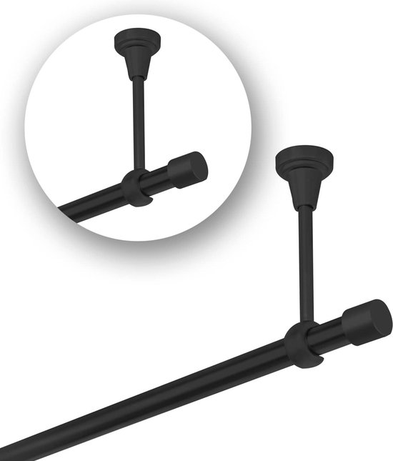 Industriële kledingstang – wand- of plafondmontage – 2 stuks – zwart Industriële kledingstang – wand- of plafondmontage – 2 stuks – zwart
