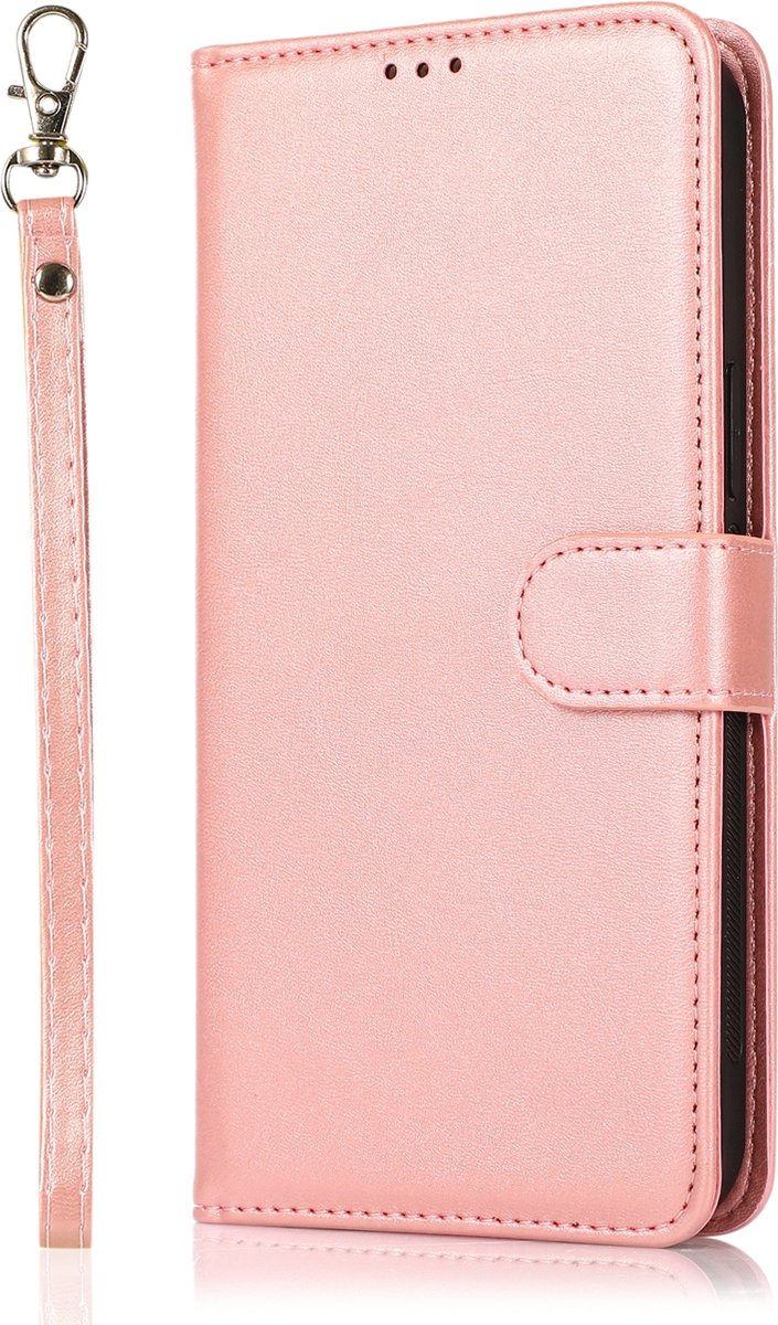 Mobigear Telefoonhoesje geschikt voor Apple iPhone 16 Pro Hoesje | Mobigear Wallet Uitneembare 2in1 Bookcase Portemonnee | Pasjeshouder voor 3 Pasjes | Telefoonhoesje voor Pinpas / OV Kaart / Rijbewijs - Roségoud