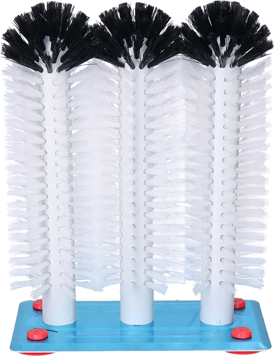 Goedkoopste Buemag Spoelborstels - glazen afwassen - 19 x 24 x 10 cm - zilver - 3 stuks - professionele horeca borstels - glazenwasborstel