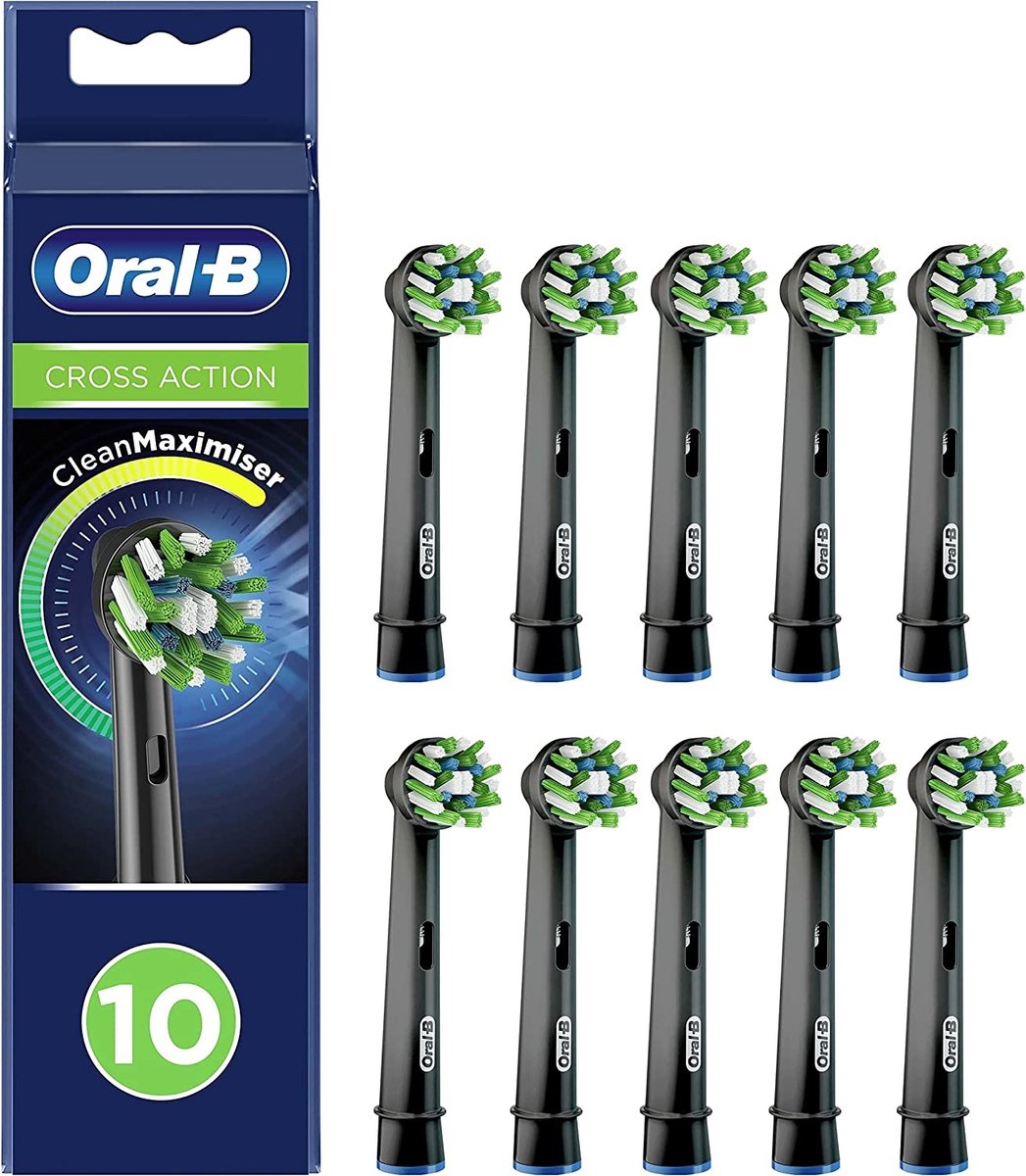 Oral B Cross Action CleanMaximiser opzetborstels - 10 stuks -Zwart