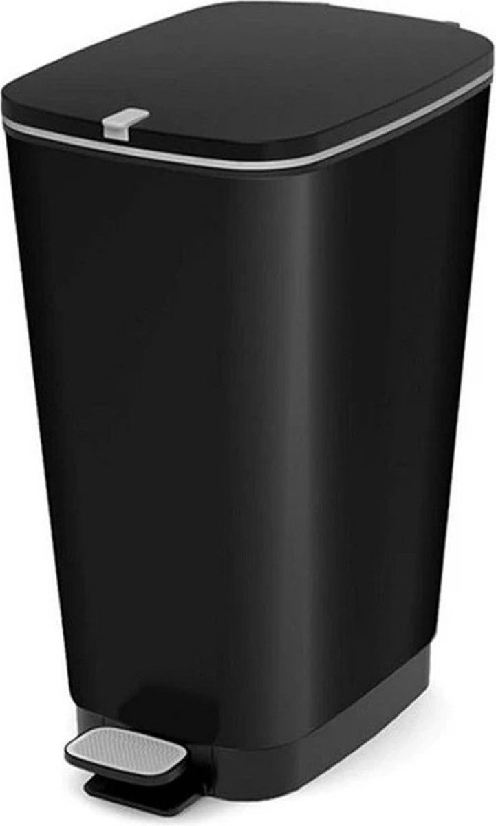 Goedkoopste PolkaHome Afvalbak 50 liter in zwart, plastic, 29x44,5 x 60,5 cm, Made in Italy