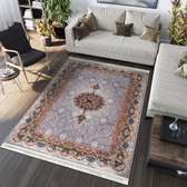 Tapis oriental Ispahan - Poils courts - Tapis Vintage Classique - Grijs / Multi- 160x230 CM