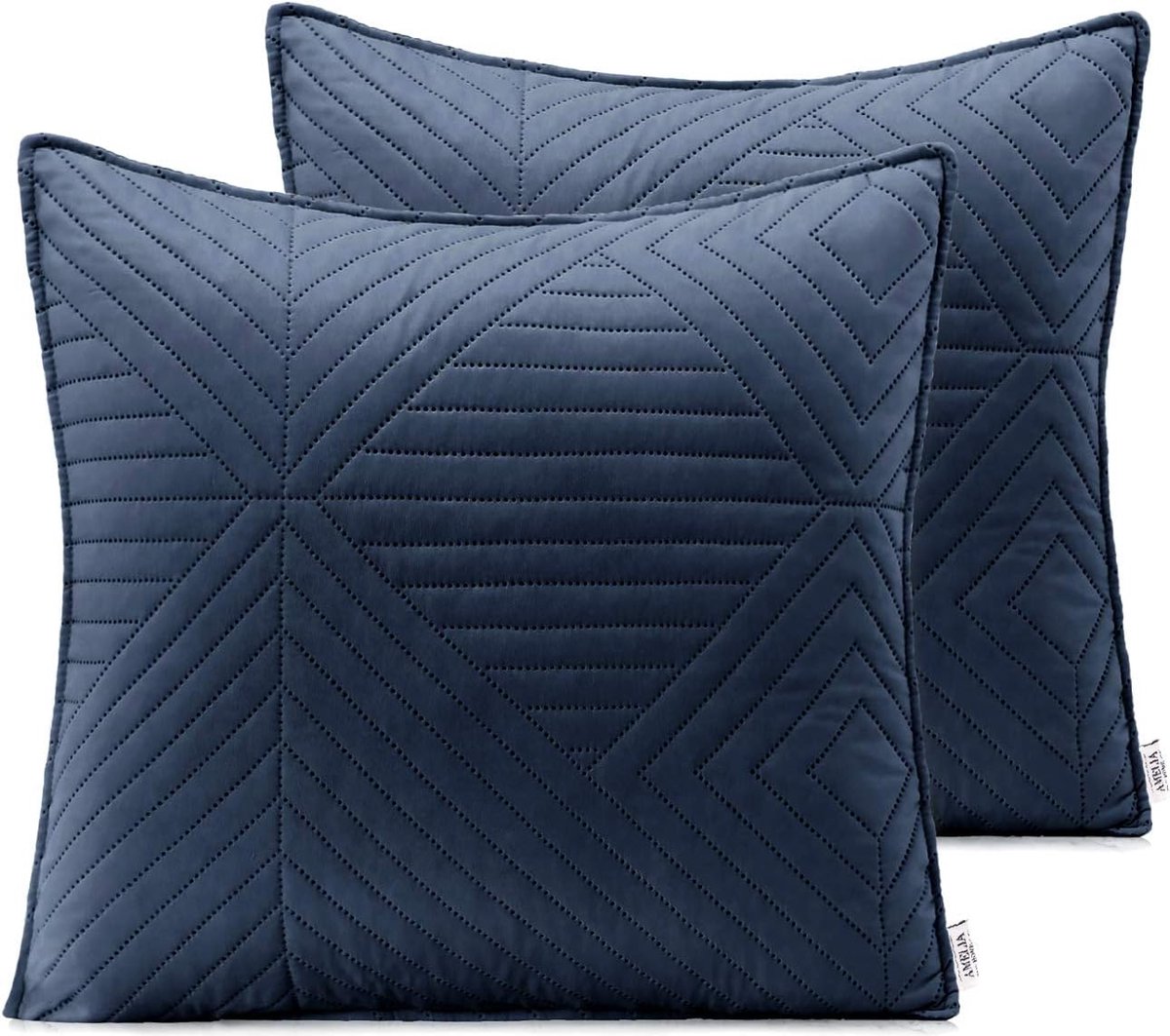 Goodivery ® Stijlvolle Set van Twee Kussenhoezen met Geometrisch Design in Anthraciet en Honinggeel