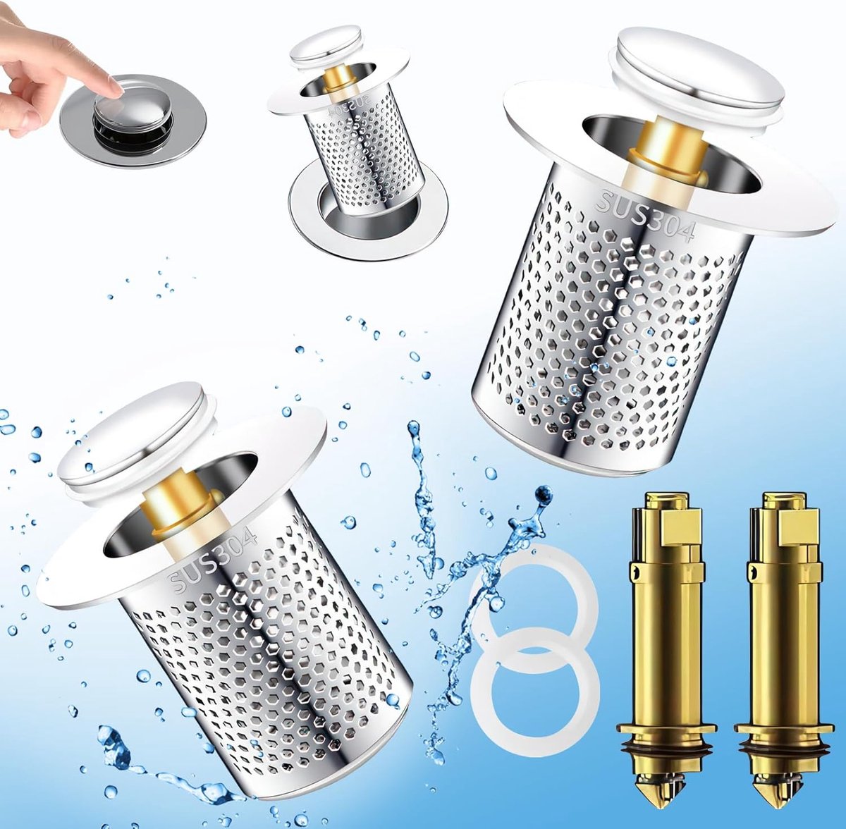 Goedkoopste Goodivery ® Universeel Afvoerplug Systeem van Roestvrij Staal voor Wastafels en Douchebakken