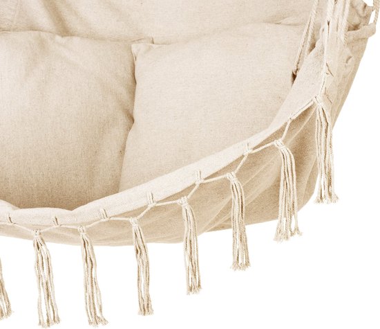 Outtec® Hangstoel met 3 Kussens - 100x130x75cm, tot 140 kg - Boho Fringed Fauteuil, Zitzak, Schommel - voor Buiten, Tuin, Balkon, Huis