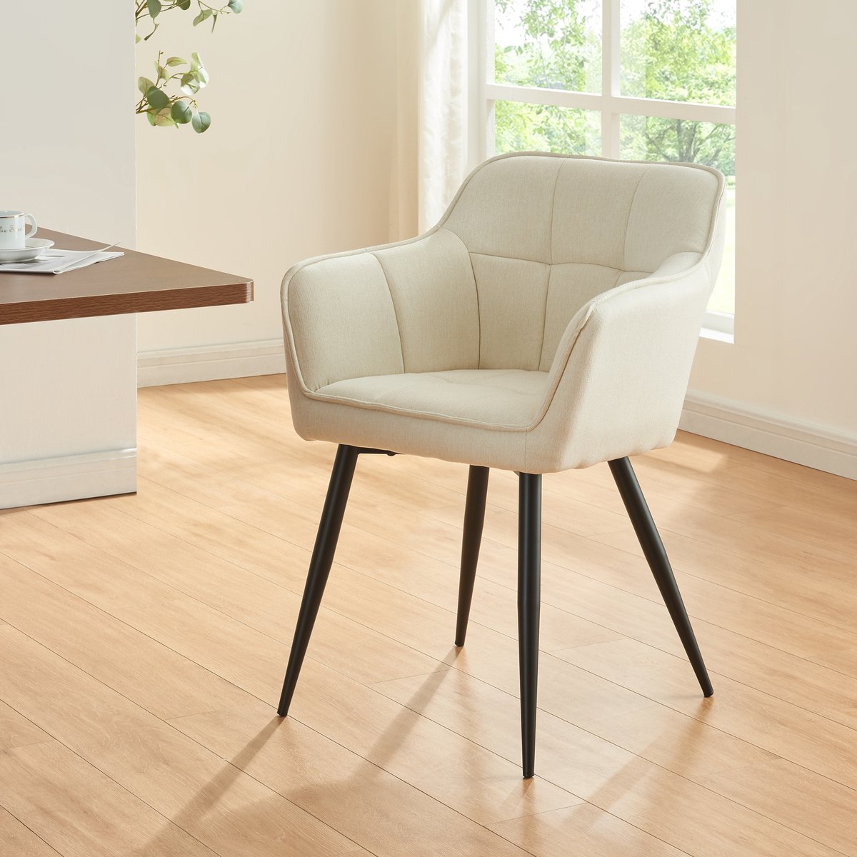 en.casa Eetkamerstoel Birmingham set van 4 fauteuils 81x57x53 cm beige en zwart [en.casa] beige en zwart 4x