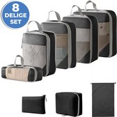Compression Cubes - Koffer Organizer Set - 8-delig - Kleding en Bagage Organizer - Compressie - Travel Cubes - Reis Accessoires - Voor Tassen en Backpacks - Zwart