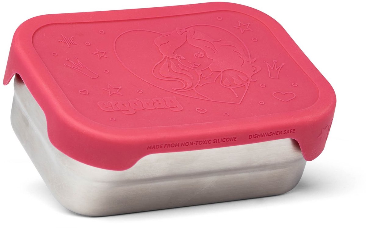 ergobag Lunchdoos Edelstahl-Brotdose Prinzessin Zilverkleurig Roze