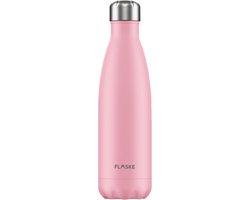 FLASKE Original 1L RVS Flower - Waterfles & Thermosfles - Sportfles - Dubbelwandig Isolerend - 24u Koud & 12u Warm - Lekvrij - Roze