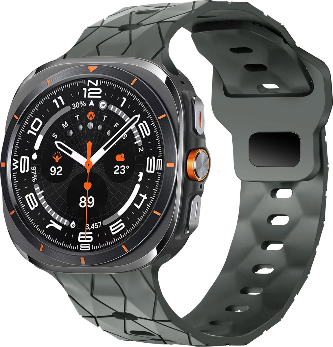 Bandz Siliconen band 'Hexagons' met gespsluiting - geschikt voor de Samsung Galaxy Watch Ultra / Ultra 2025 (donkergrijs)