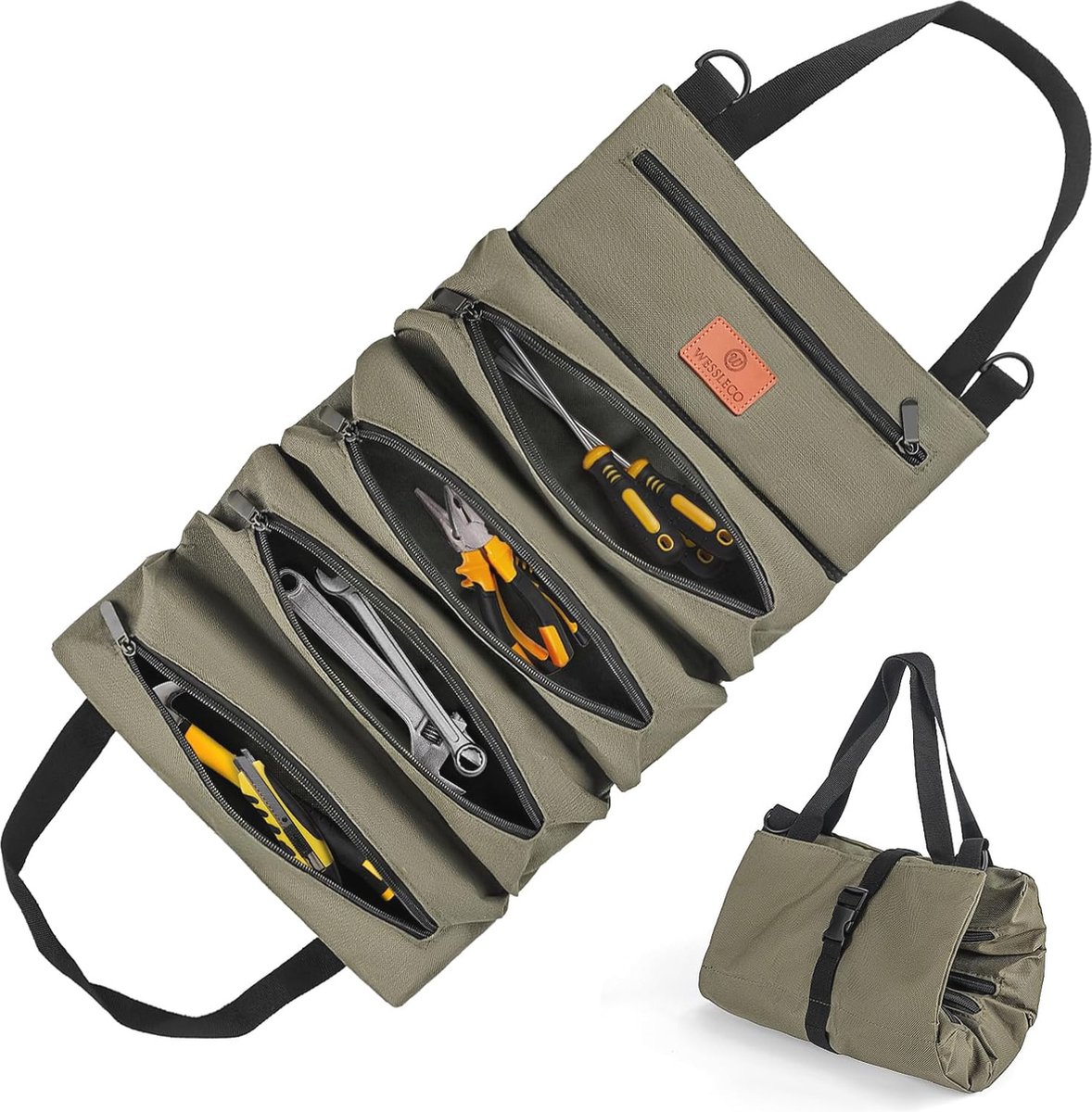 Goedkoopste Multifunctionele gereedschap roltas met 5 vakken voor huishoudelijk gebruik en ambachtslieden