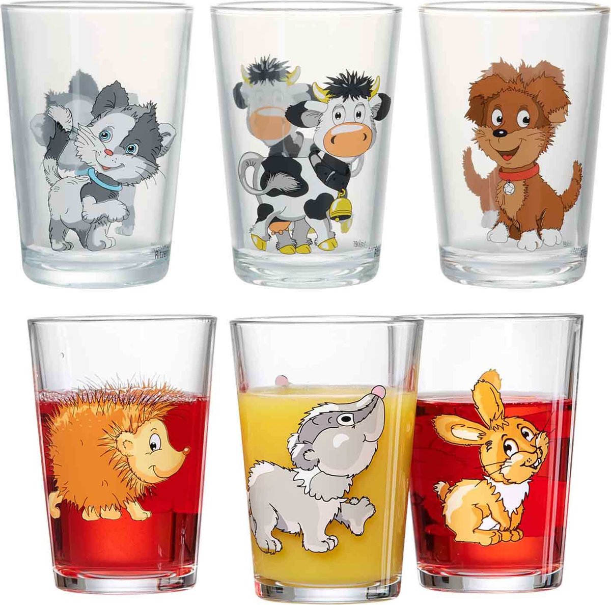 Kindergläser Hof- und Waldtiere 205 ml Set van 6