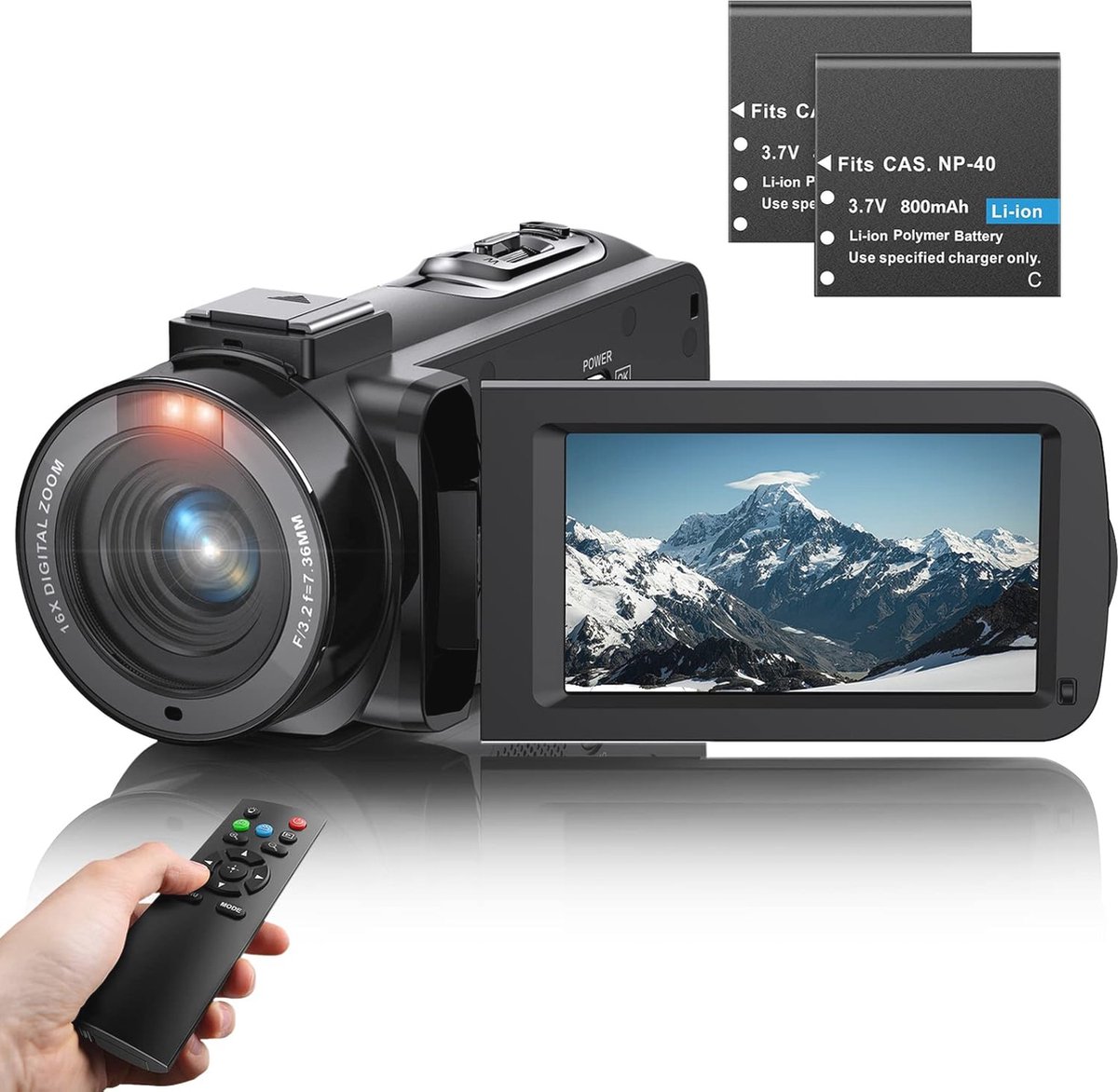 FHD Videocamera 1080p 36MP Vloggingcamera met Draaibaar 3,0 Inch Scherm en IR Nachtzicht