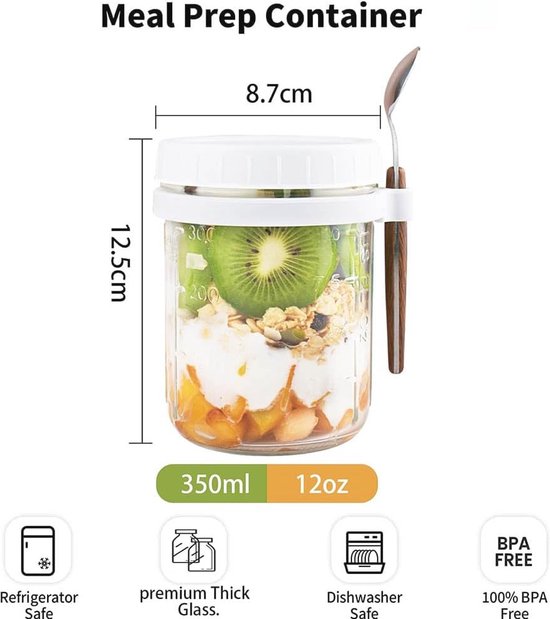 HOTUT Overnight Oats Container, 560 ML Herbruikbare Yoghurt