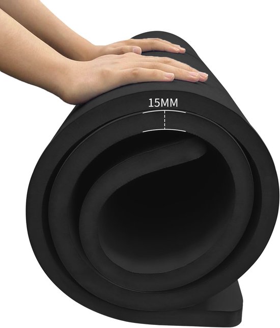 Antislip Grote Yogamat - 15mm Dikke Fitnessmat voor Yoga, Pilates en Grondoefeningen met Draagtas — afbeelding 5