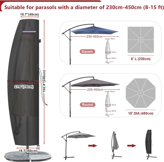 Telescopische afdekking, stofdichte zonwering, stofbescherming van 420D